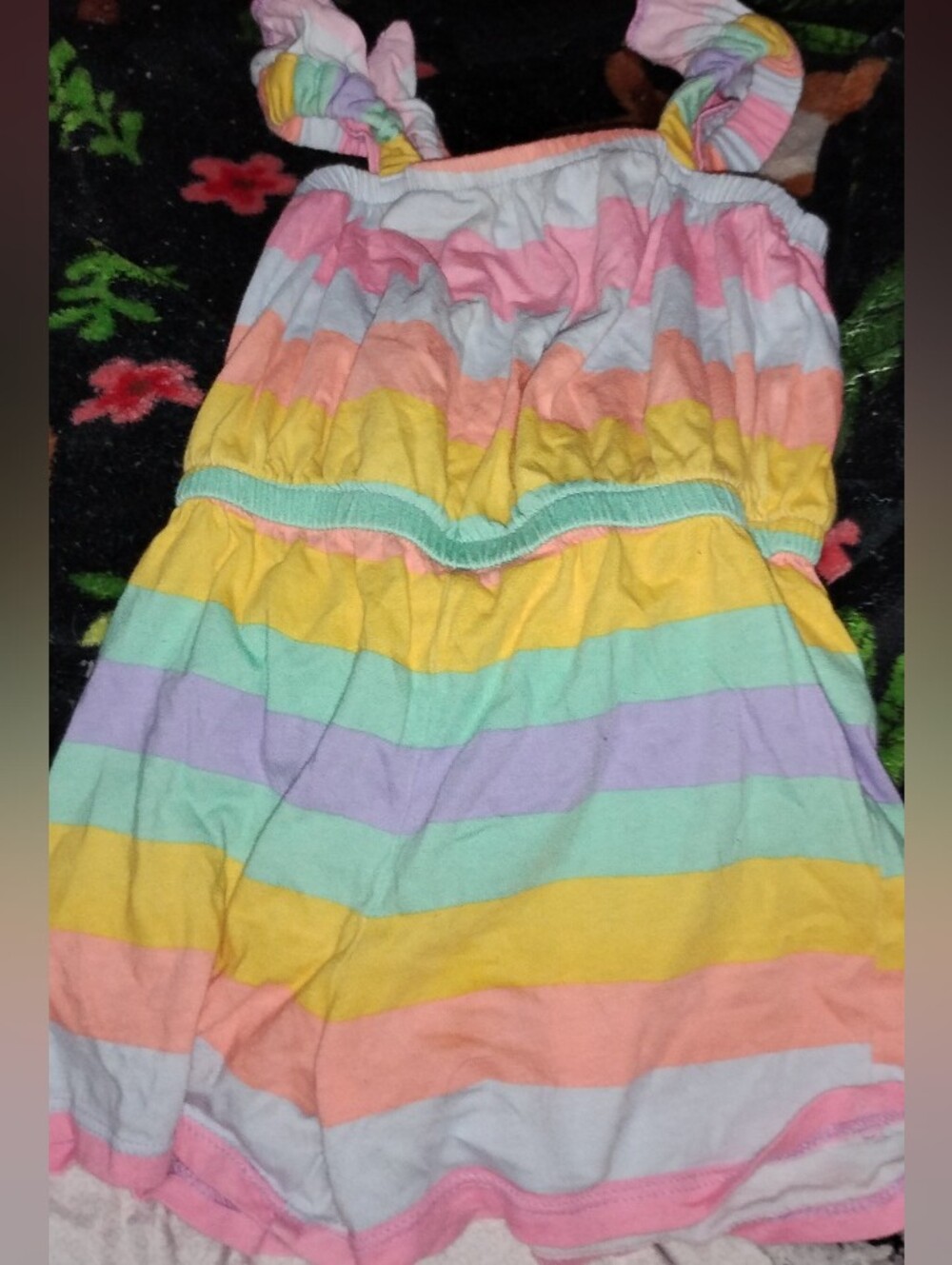 Toddler Girls Old Navy Rainbow Stripe Romper - Pink, Yellow, Orange